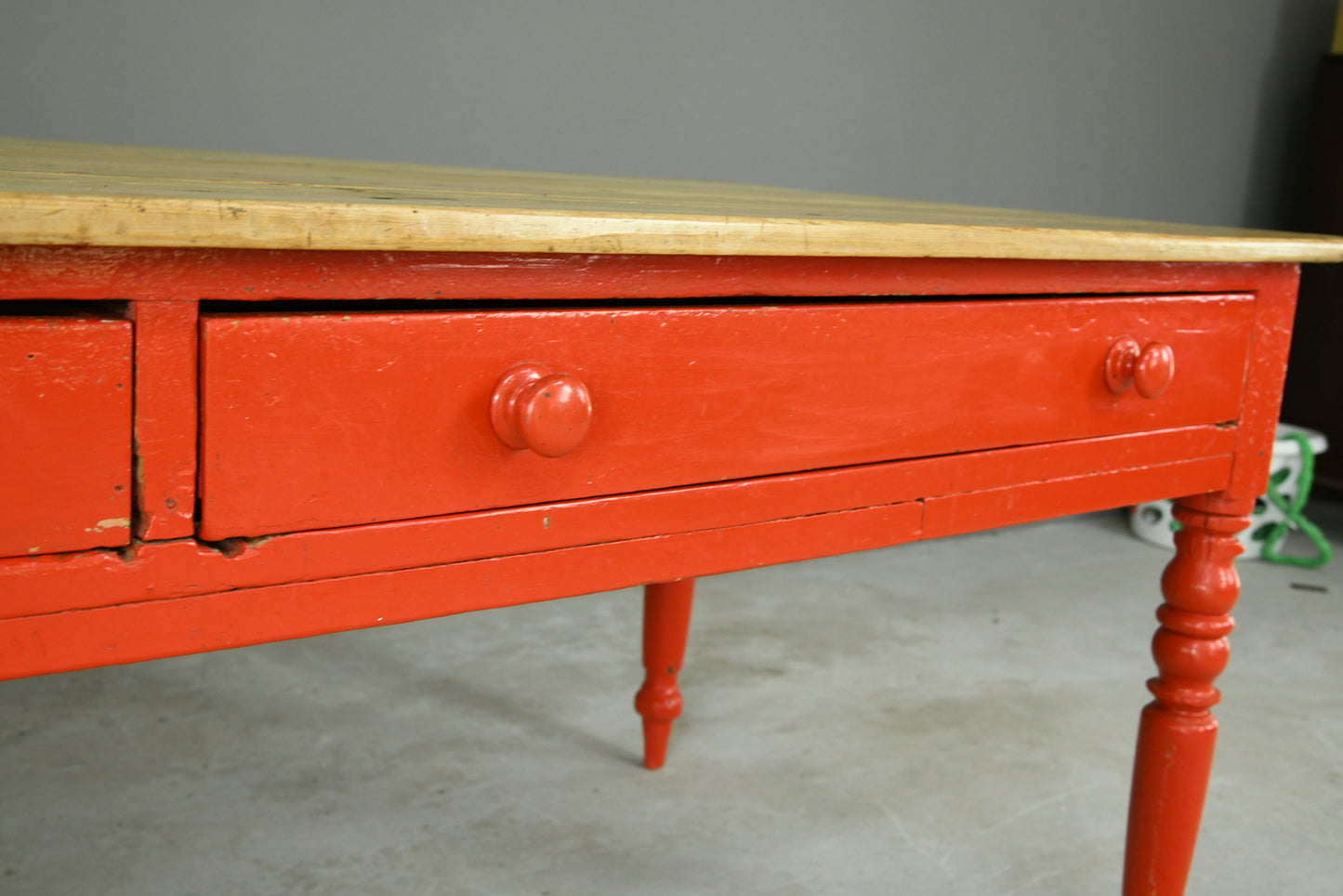 Large Antique Pine Kitchen Table