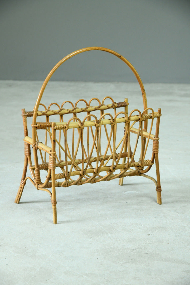 Mid shops Century Bamboo and Leather Magazine Rack