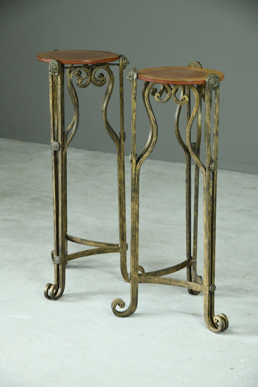 Pair Wrought Iron Plant Stands