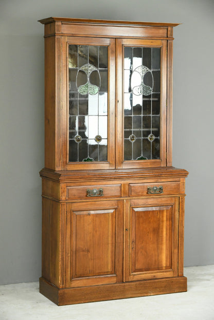 Antique Walnut Edwardian Glazed Bookcase