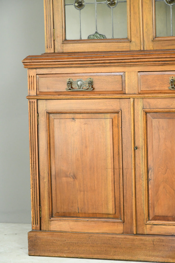 Antique Walnut Edwardian Glazed Bookcase