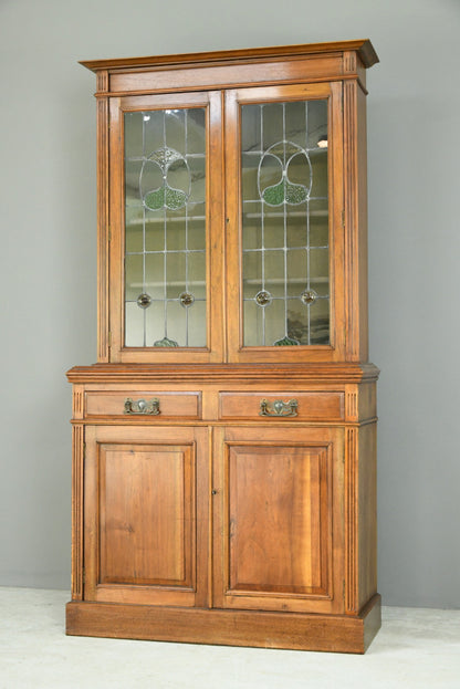 Antique Walnut Edwardian Glazed Bookcase