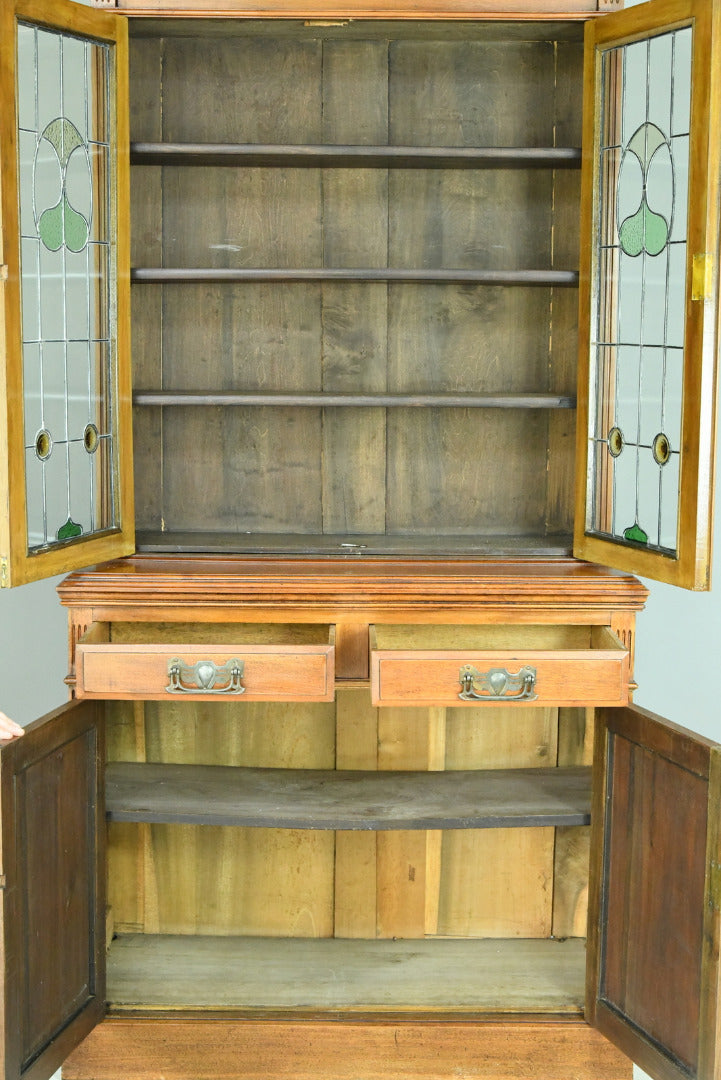 Antique Walnut Edwardian Glazed Bookcase