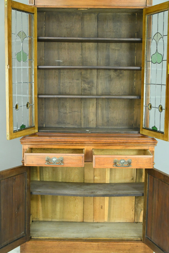 Antique Walnut Edwardian Glazed Bookcase