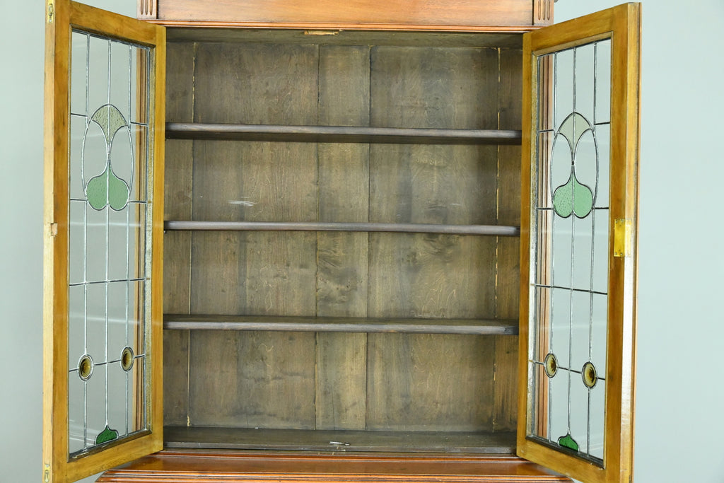 Antique Walnut Edwardian Glazed Bookcase