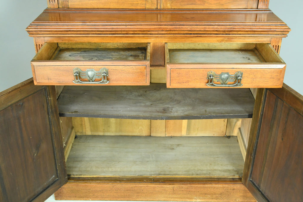 Antique Walnut Edwardian Glazed Bookcase