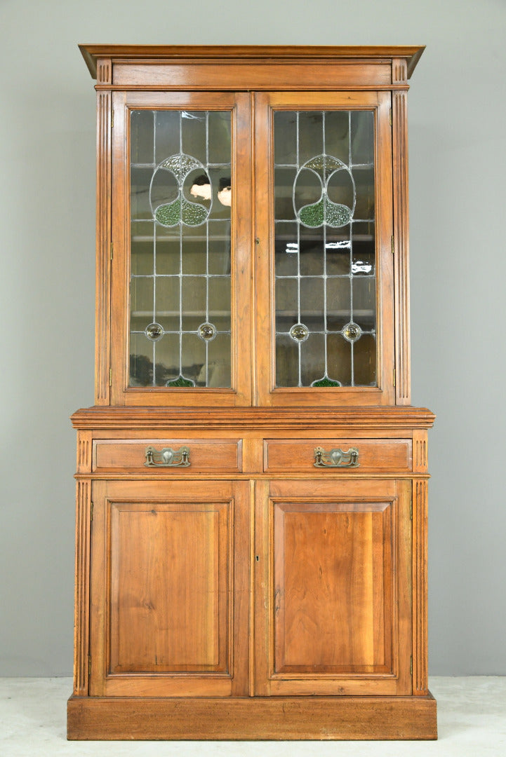 Antique Walnut Edwardian Glazed Bookcase