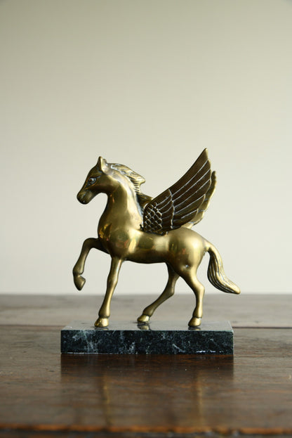 Brass Pegasus on Marble Stand