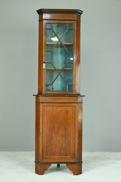 Edwardian Astragal Glazed Corner Cabinet