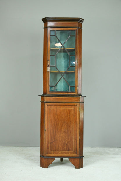 Edwardian Astragal Glazed Corner Cabinet