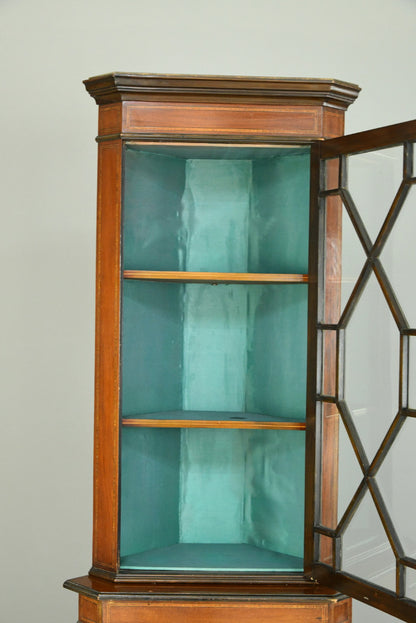 Edwardian Astragal Glazed Corner Cabinet