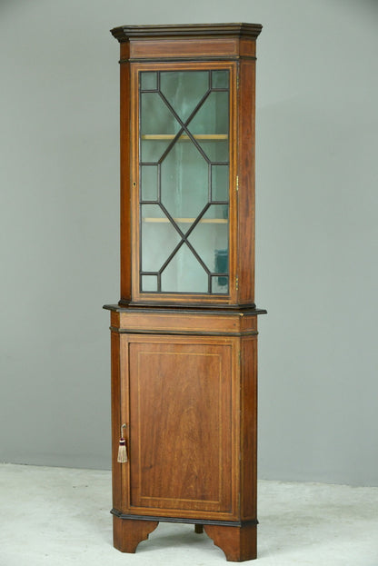 Edwardian Astragal Glazed Corner Cabinet