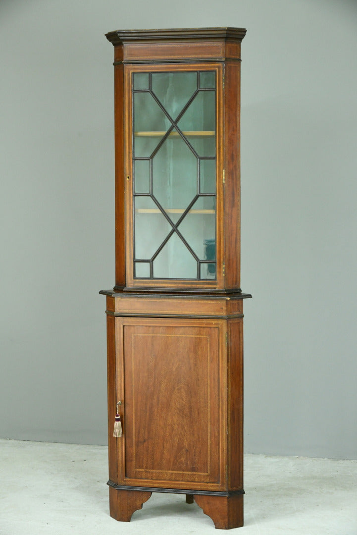 Edwardian Astragal Glazed Corner Cabinet