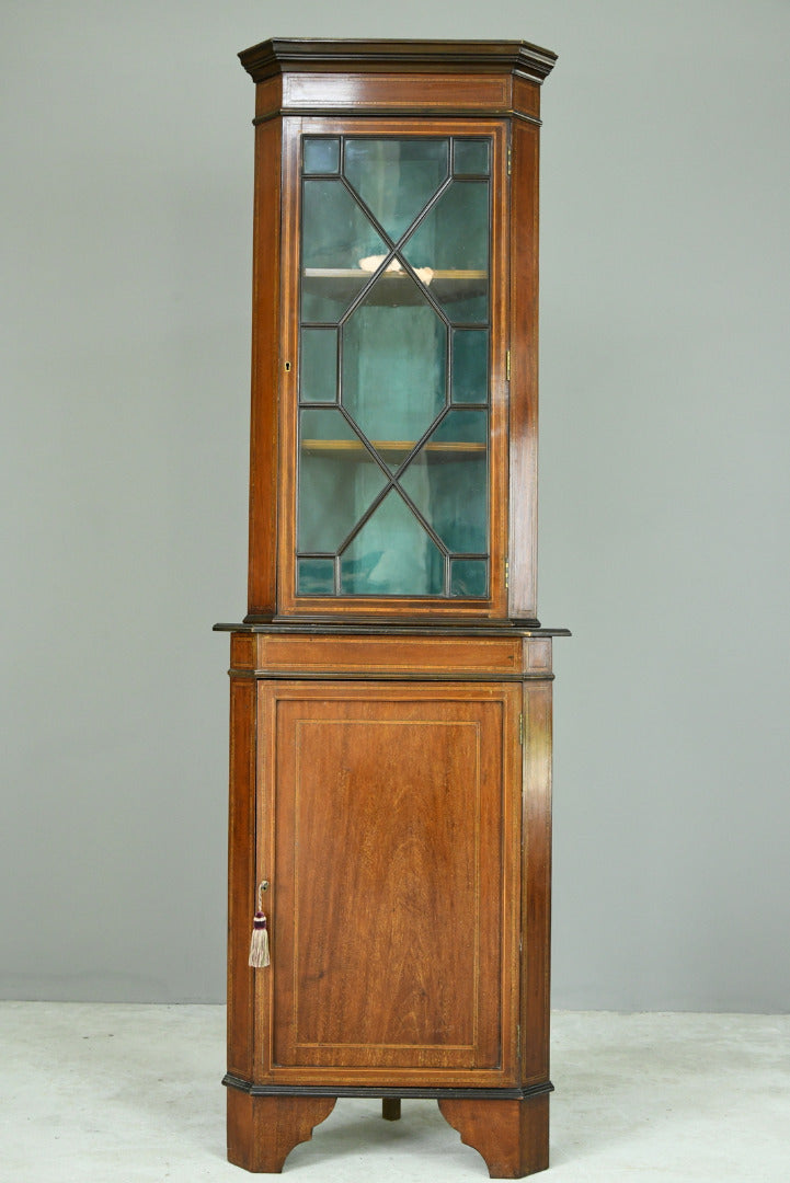 Edwardian Astragal Glazed Corner Cabinet