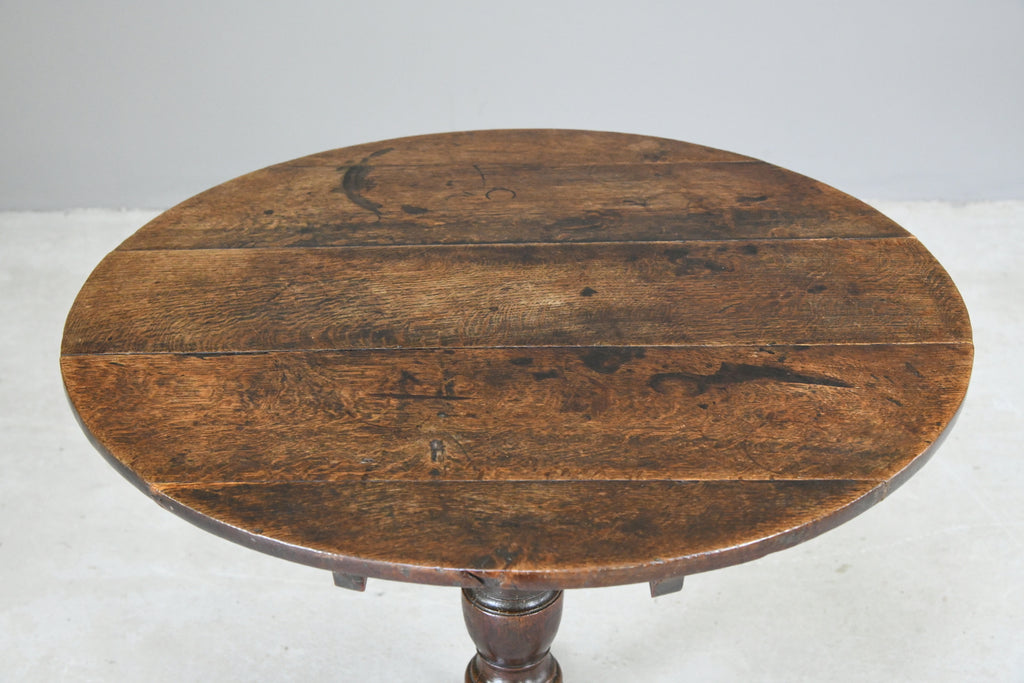Antique Rustic Oak Tripod Table