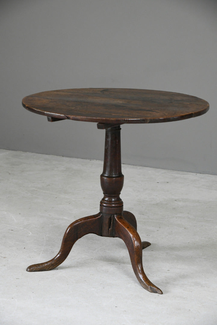 Antique Rustic Oak Tripod Table