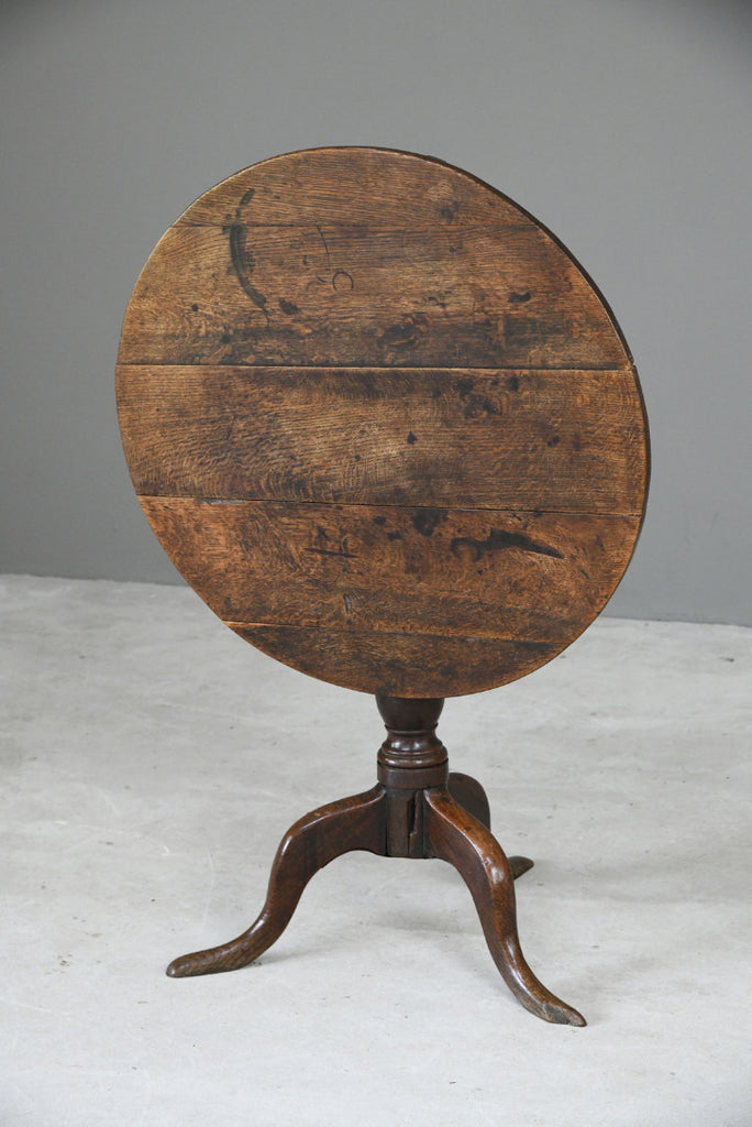 Antique Rustic Oak Tripod Table