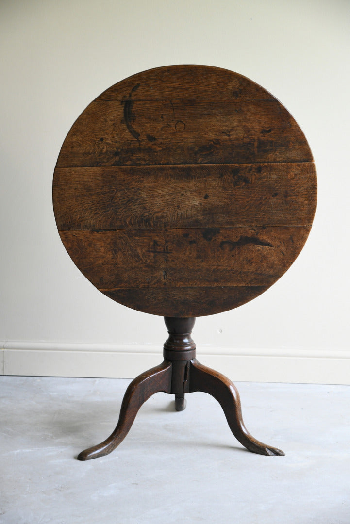 Antique Rustic Oak Tripod Table