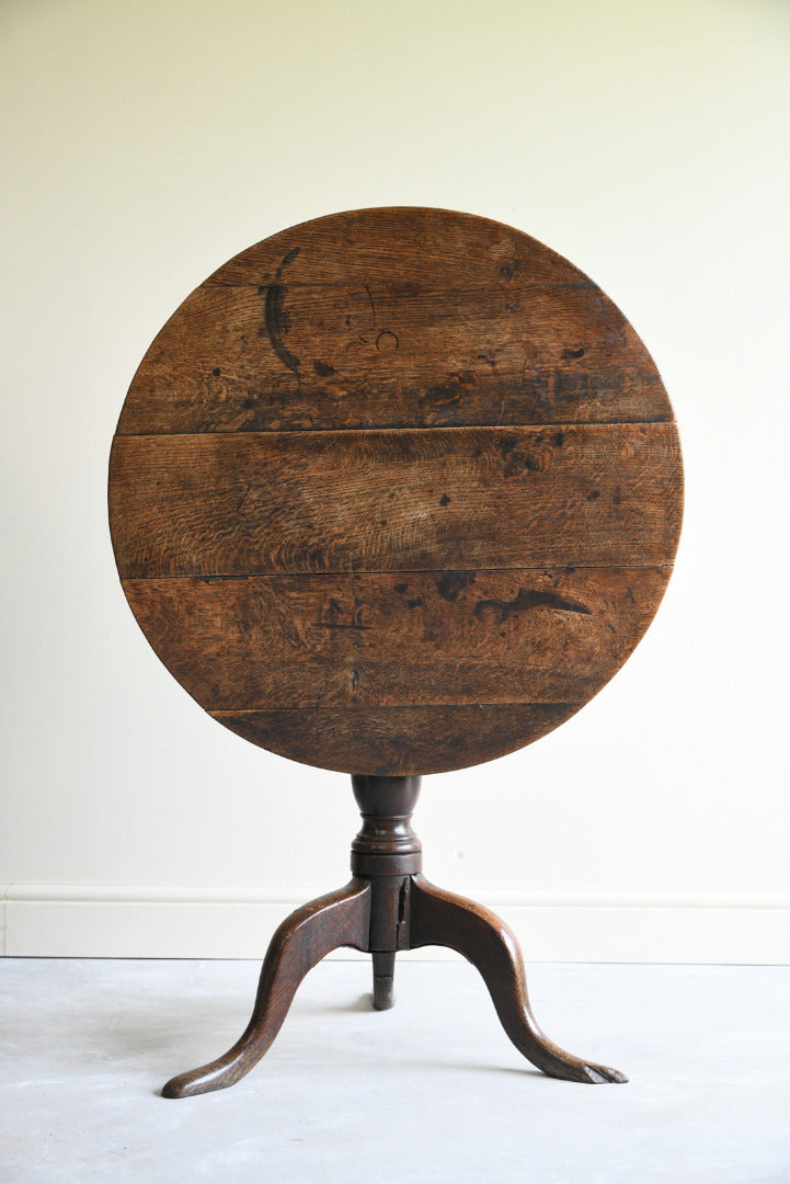 Antique Rustic Oak Tripod Table