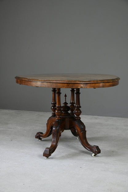 Antique Victorian Walnut Oval Table