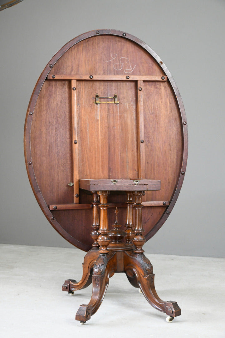 Antique Victorian Walnut Oval Table