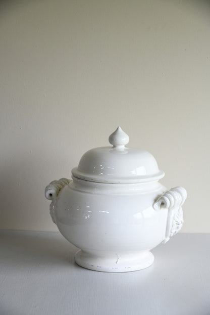 Large Leona Italian White Glazed Lidded Jar