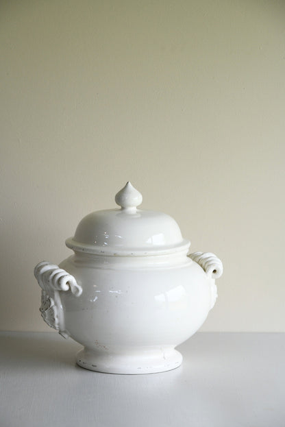 Large Leona Italian White Glazed Lidded Jar