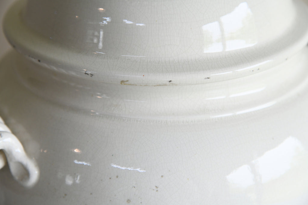 Large Leona Italian White Glazed Lidded Jar