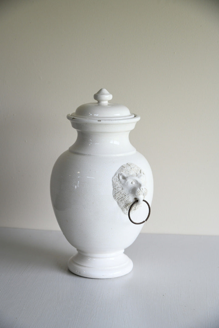 Leona Italian White Glazed Lidded Jar