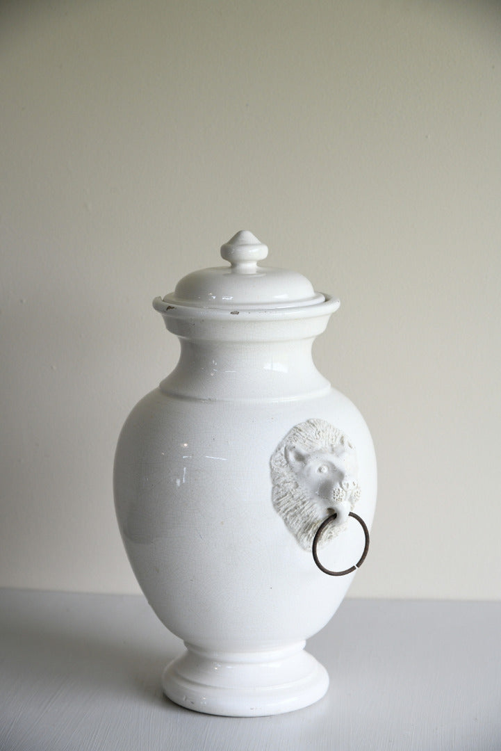 Leona Italian White Glazed Lidded Jar