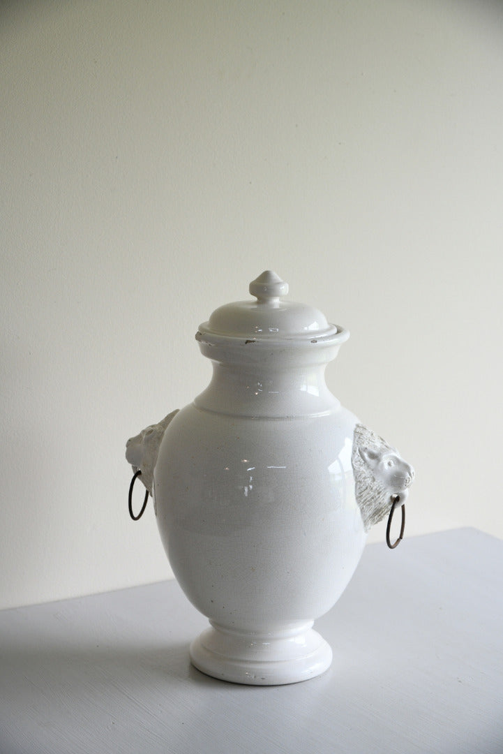 Leona Italian White Glazed Lidded Jar