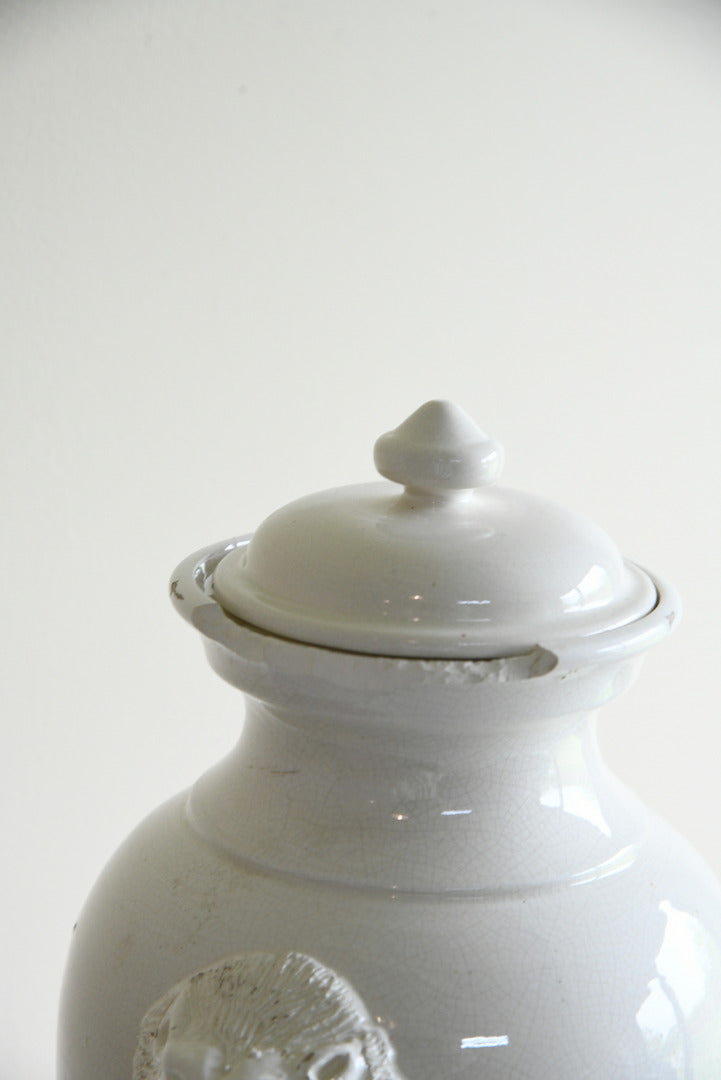 Leona Italian White Glazed Lidded Jar