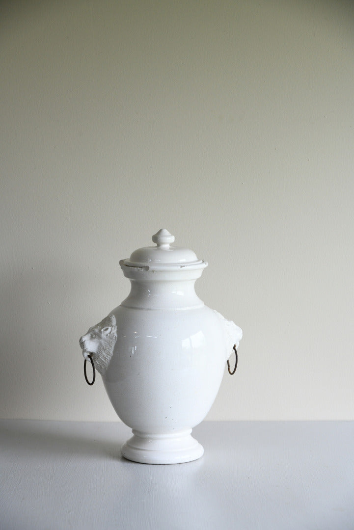 Leona Italian White Glazed Lidded Jar