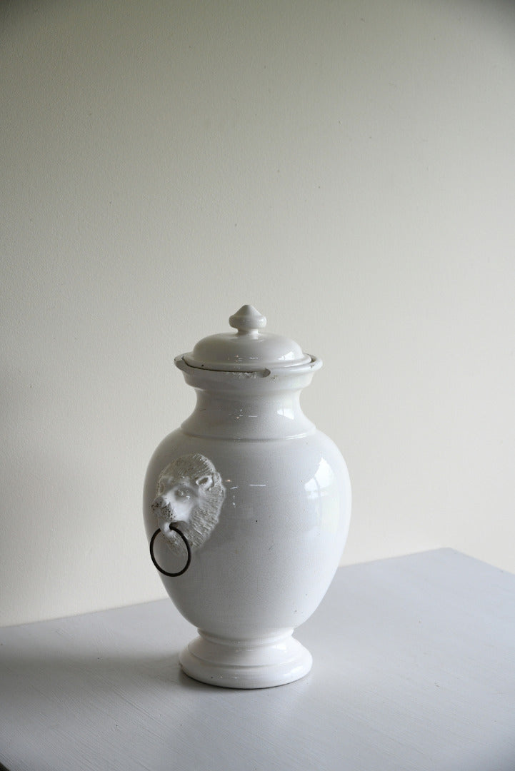 Leona Italian White Glazed Lidded Jar