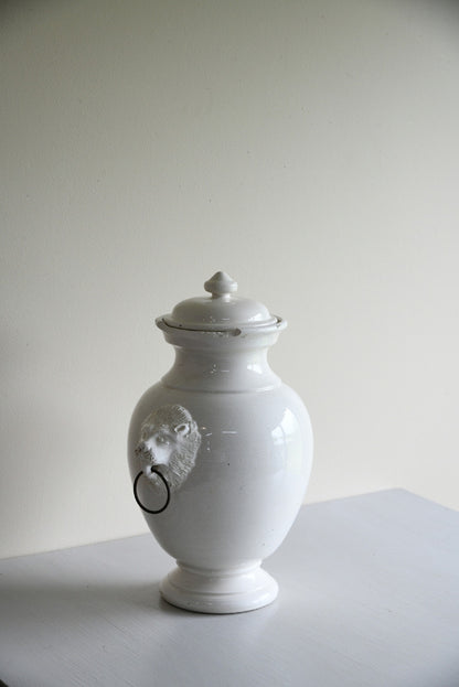 Leona Italian White Glazed Lidded Jar