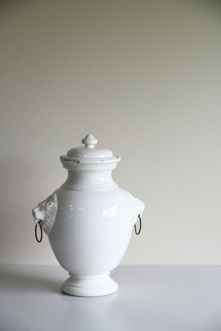 Leona Italian White Glazed Lidded Jar