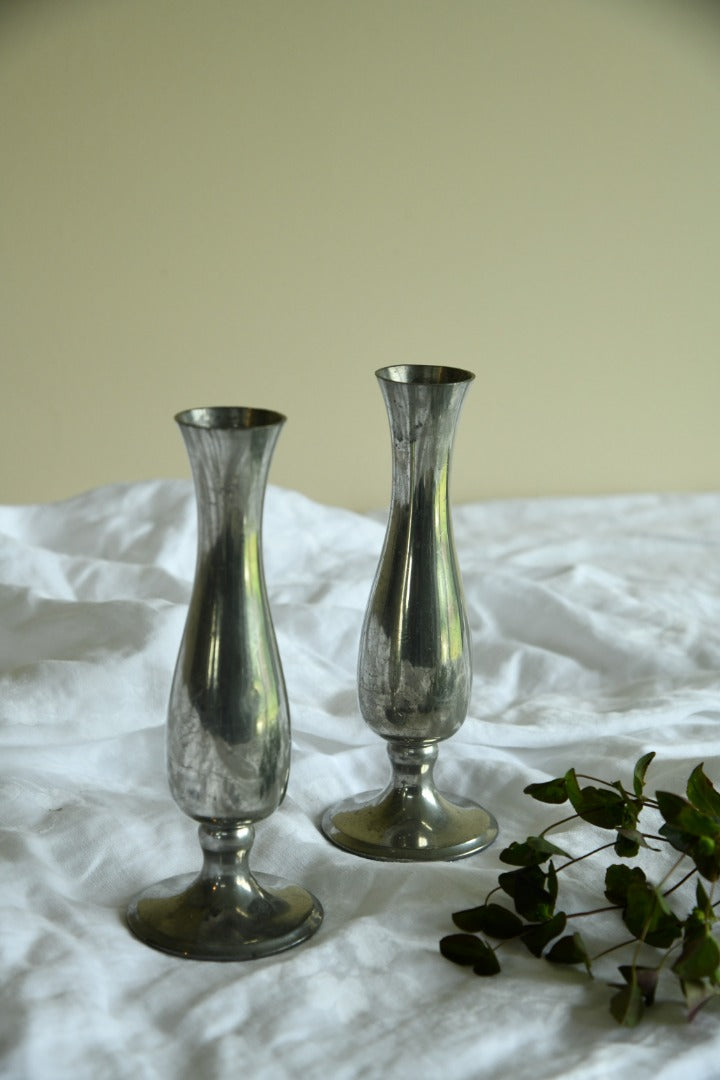 Pair Pewter Vase