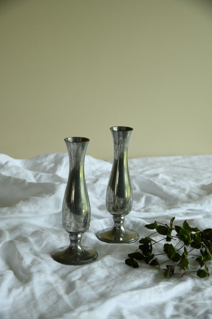 Pair Pewter Vase