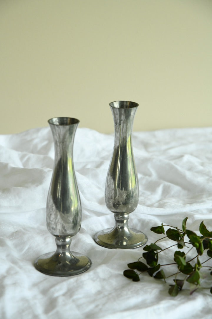 Pair Pewter Vase