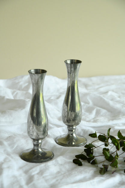 Pair Pewter Vase