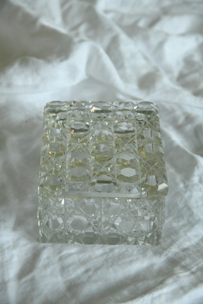 Victorian Hobnail Cut Glass Lidded Pot