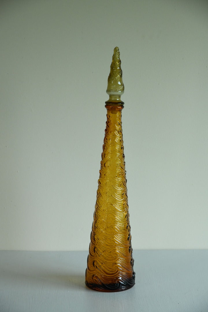 Amber Wave Pattern Glass Genie Bottle