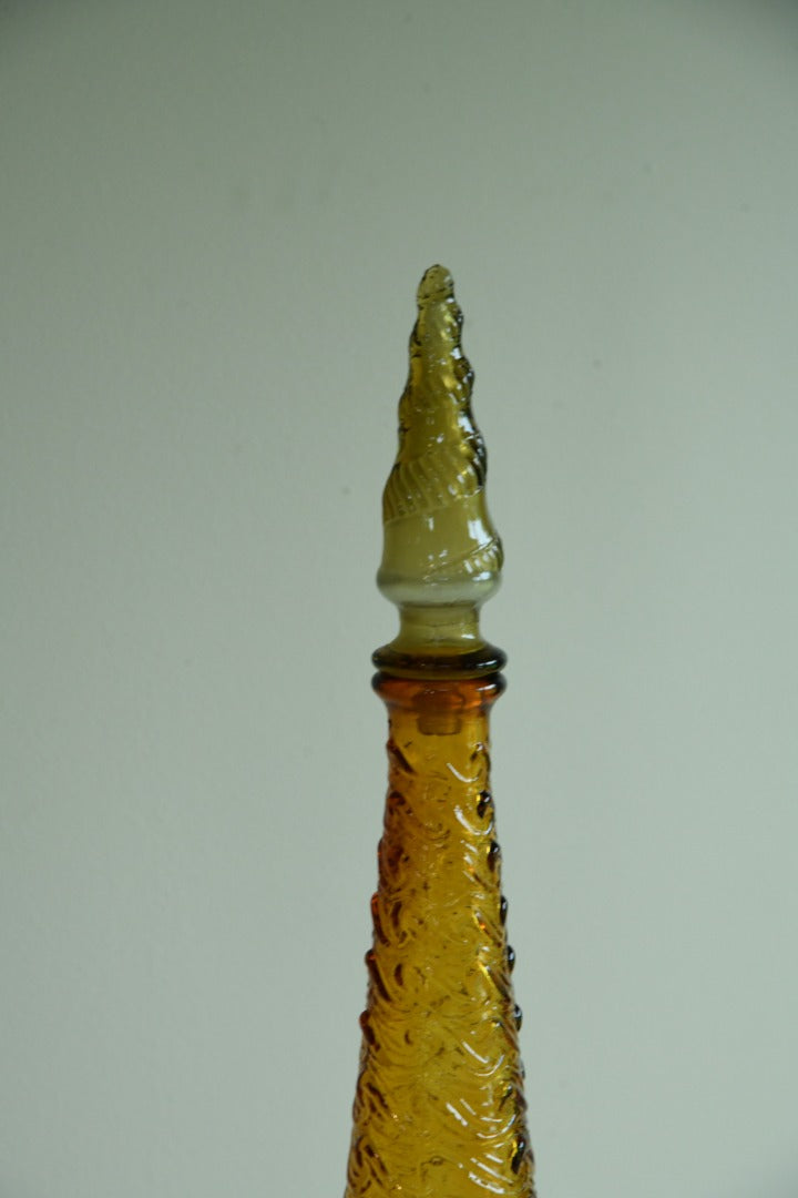 Amber Wave Pattern Glass Genie Bottle