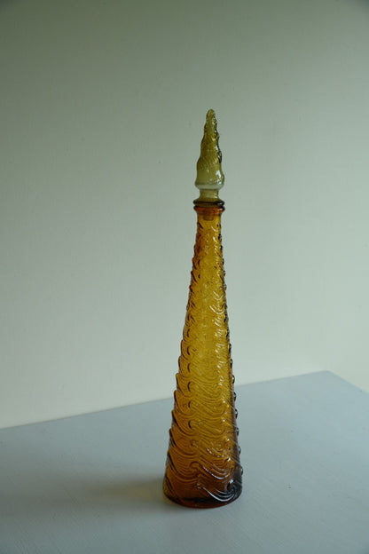 Amber Wave Pattern Glass Genie Bottle