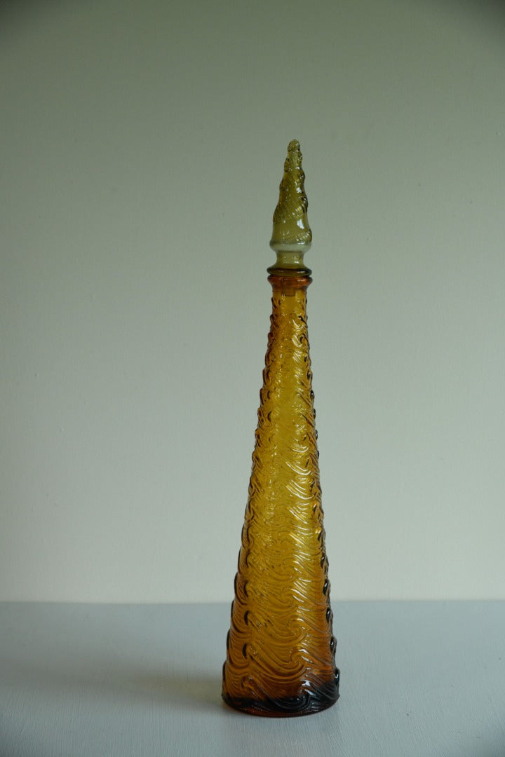 Amber Wave Pattern Glass Genie Bottle