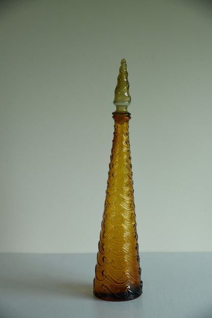 Amber Wave Pattern Glass Genie Bottle