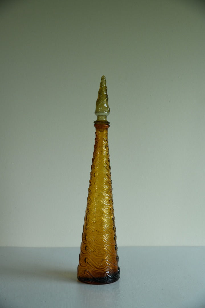 Amber Wave Pattern Glass Genie Bottle