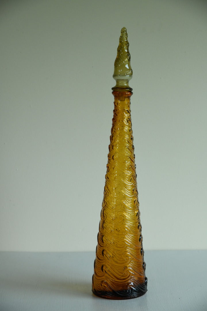 Amber Wave Pattern Glass Genie Bottle