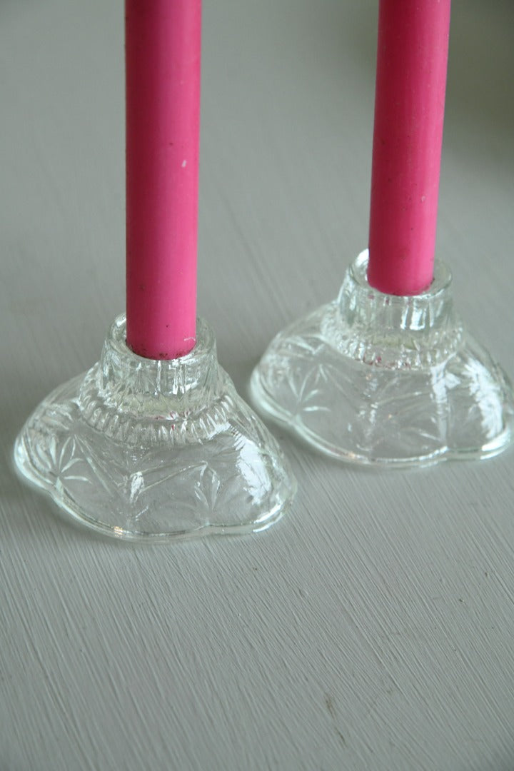 Pair Glass Candlesticks