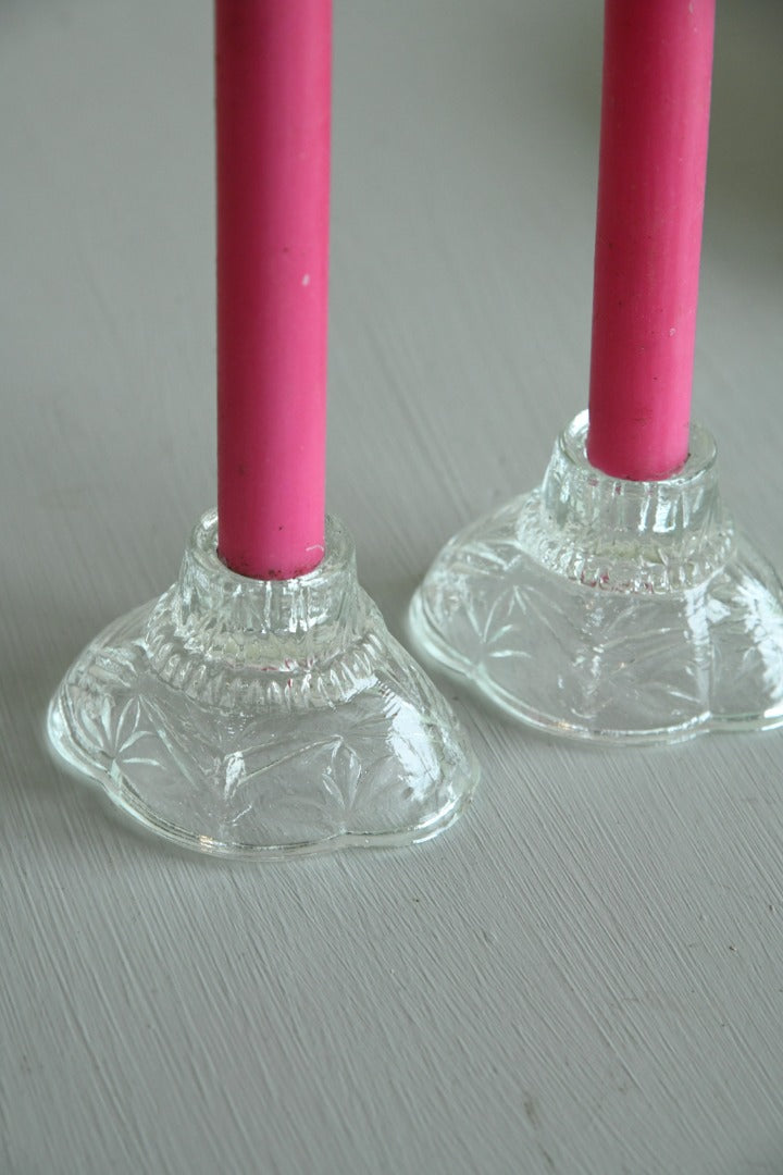 Pair Glass Candlesticks